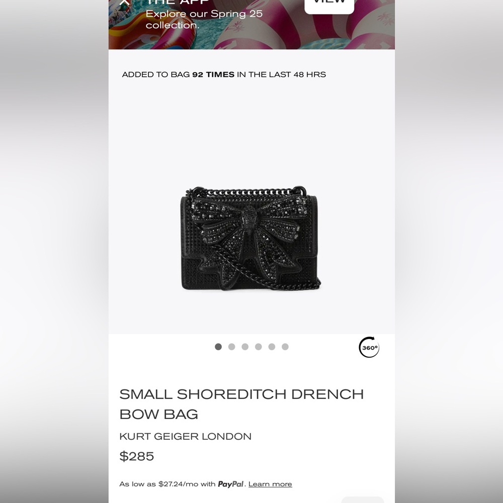 Kurt Geiger Black Bow Bag